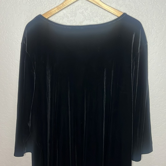 Susan Graver 3X Black Velvet V Neck 3/4 Sleeve Tunic Stretch Essential Holiday - Picture 8 of 9